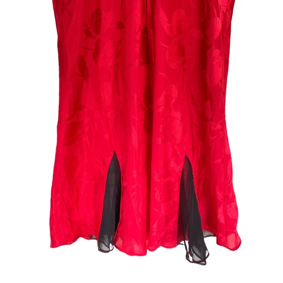 Victoria’s Secret Vintage Gold Tag Red Floral Lingerie Satin Dress - Picture 5 of 7